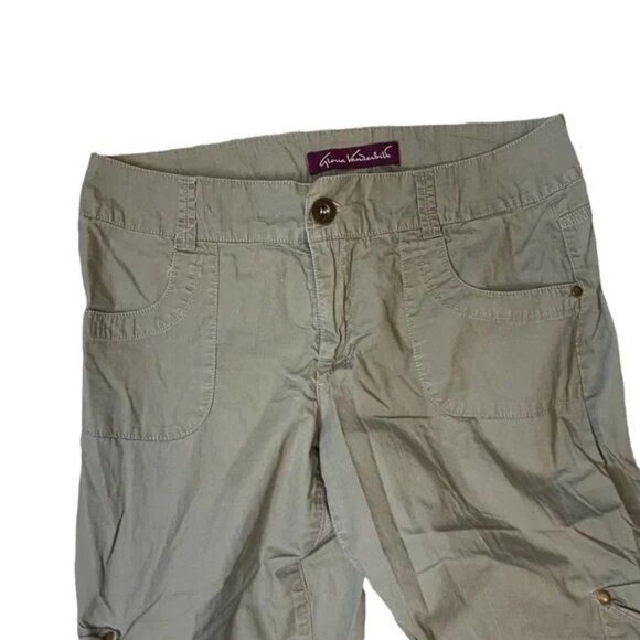 πΏ Y2K Gloria Vanderbilt Green Cargo Capri Pants Sz 6 100% Cotton Utility πΏ - Picture 5 of 7